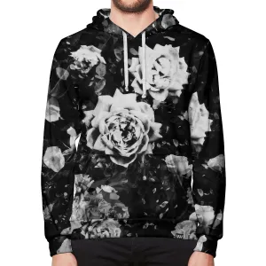 Dark White Rose Pullover Hoodie