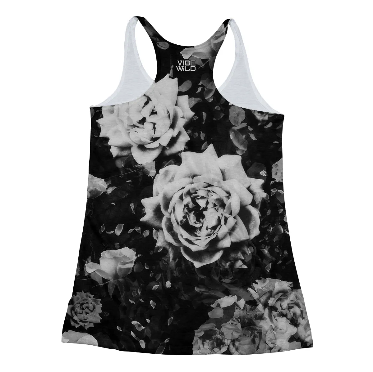 Dark White Rose Racerback Tank
