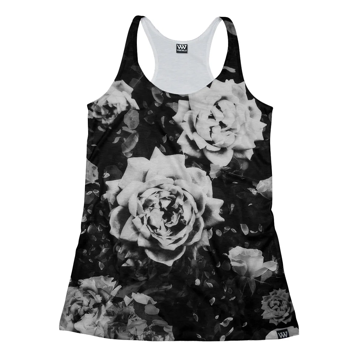 Dark White Rose Racerback Tank