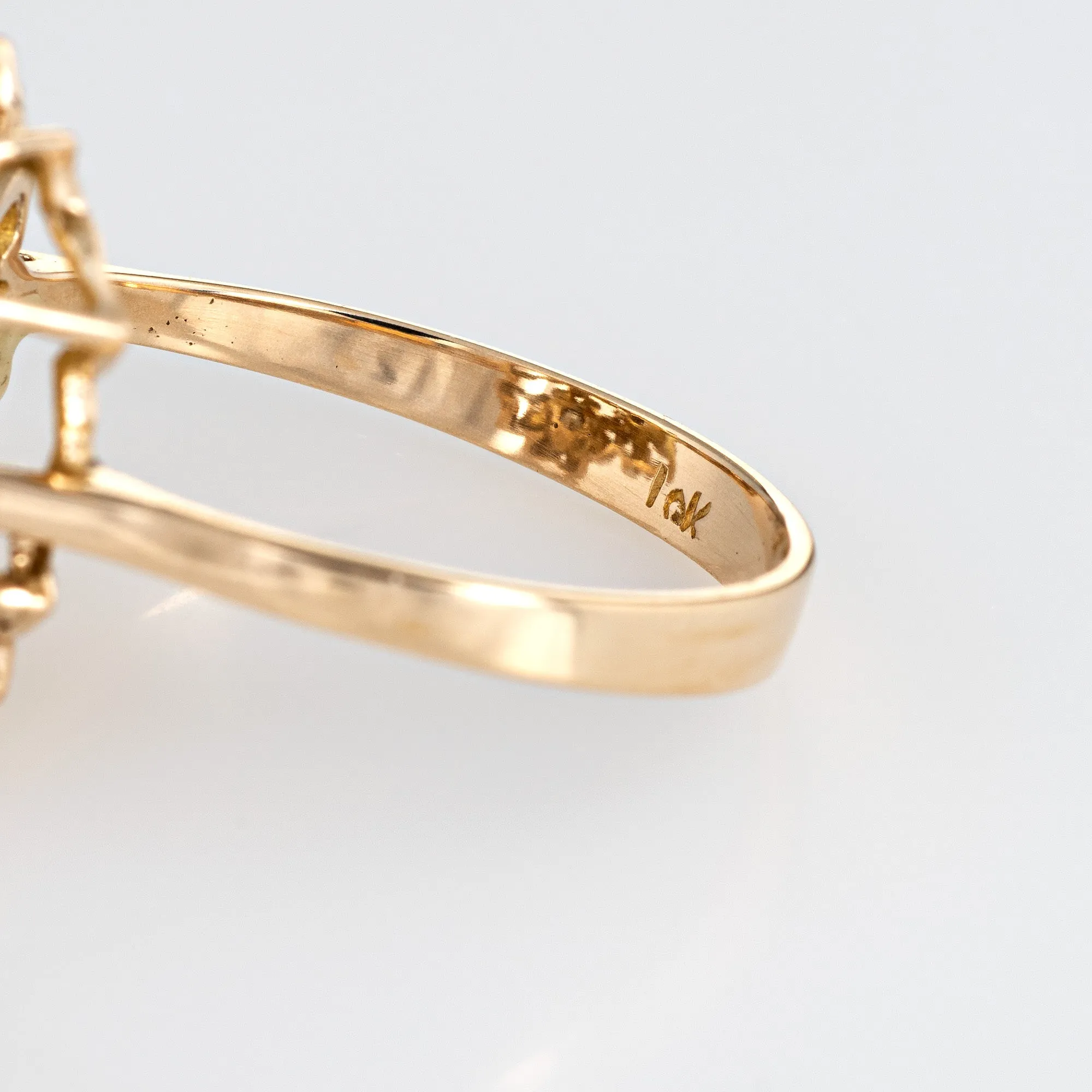 Diamond Buttercup Ring Vintage 10k Yellow Gold 3 Flowers Estate Fine Jewelry