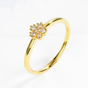 Diamond Dainty Flower Stacking Ring