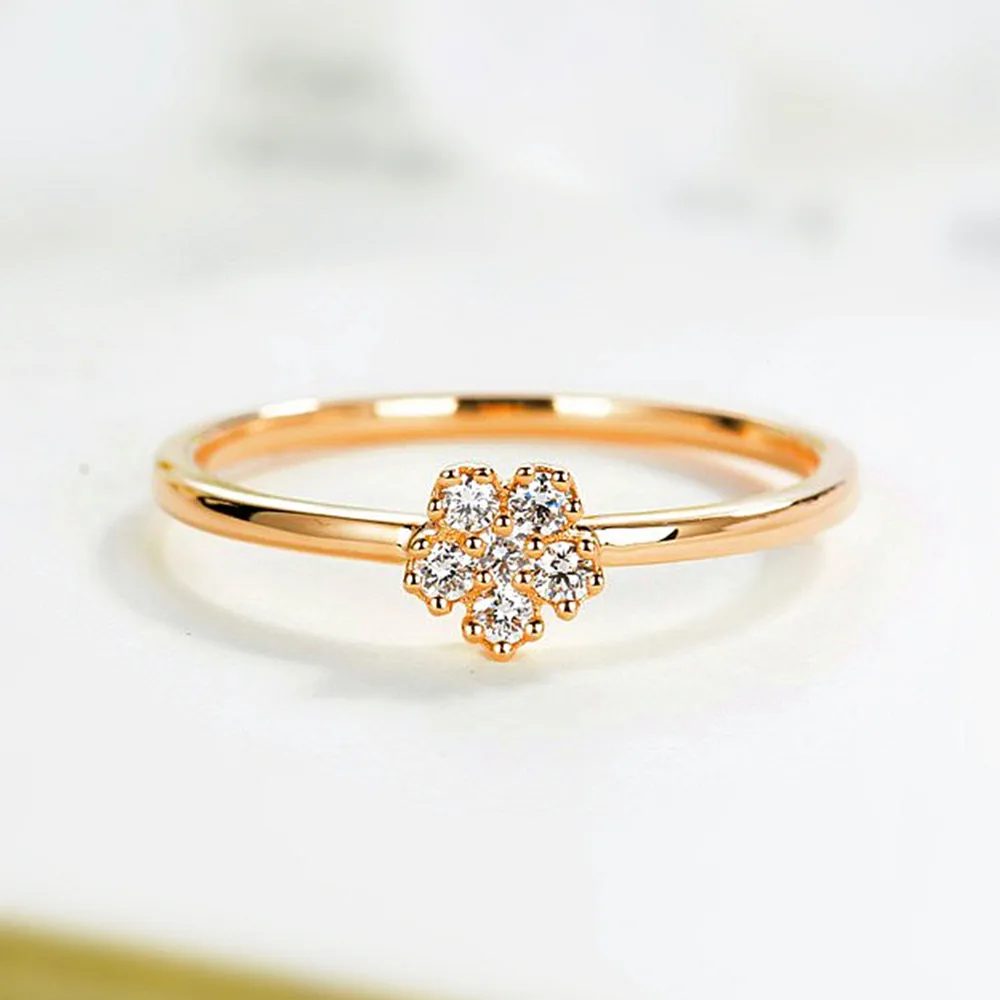 Diamond Dainty Flower Stacking Ring