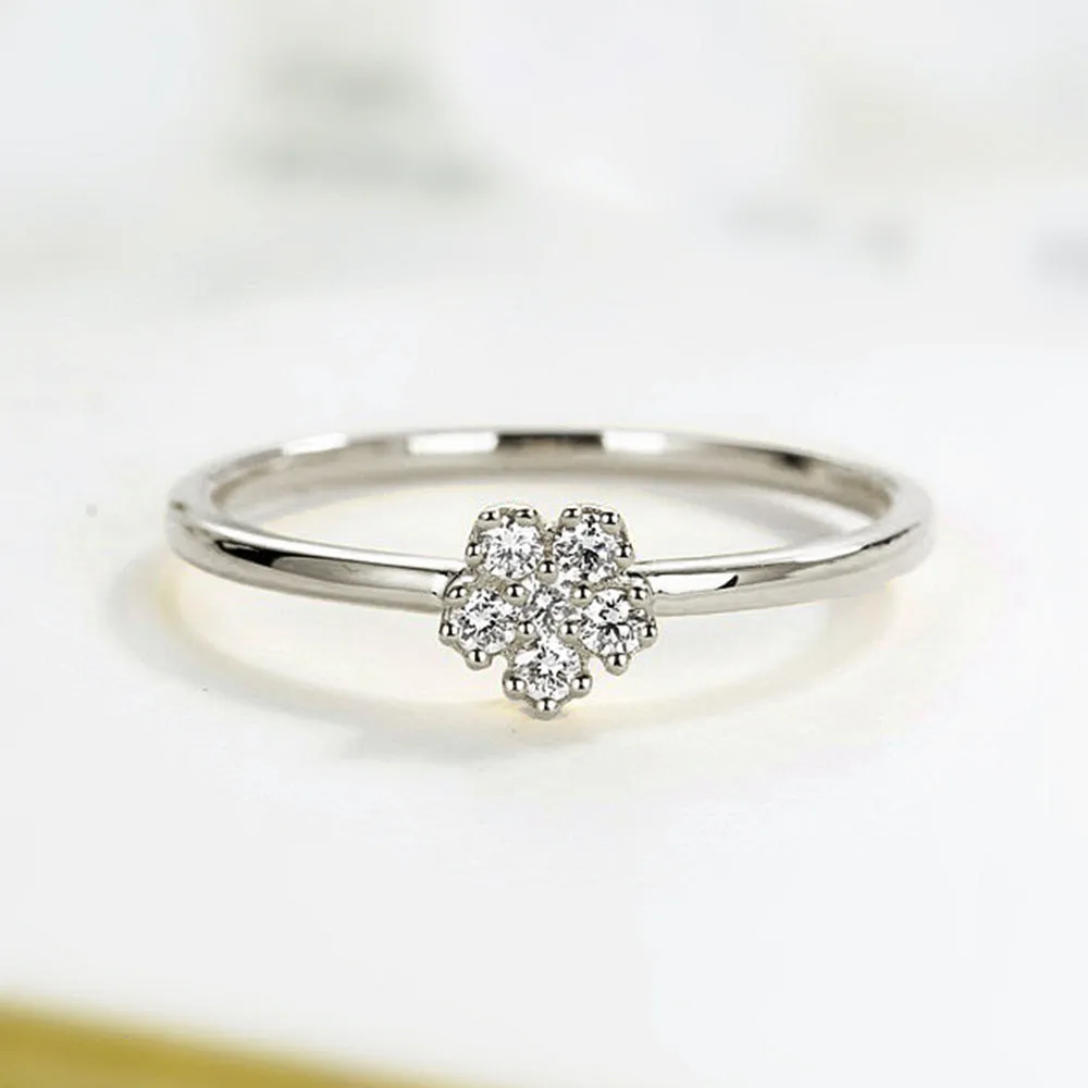 Diamond Dainty Flower Stacking Ring