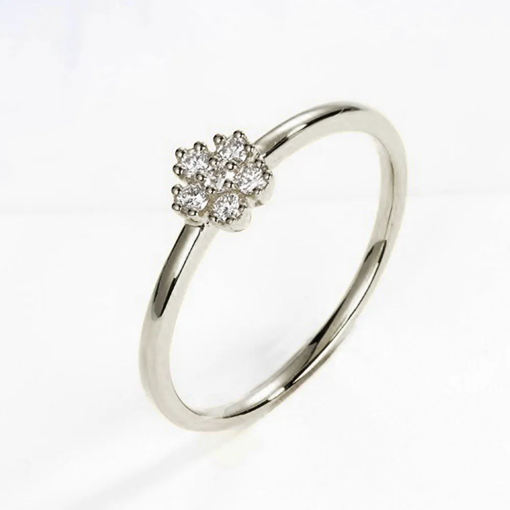 Diamond Dainty Flower Stacking Ring