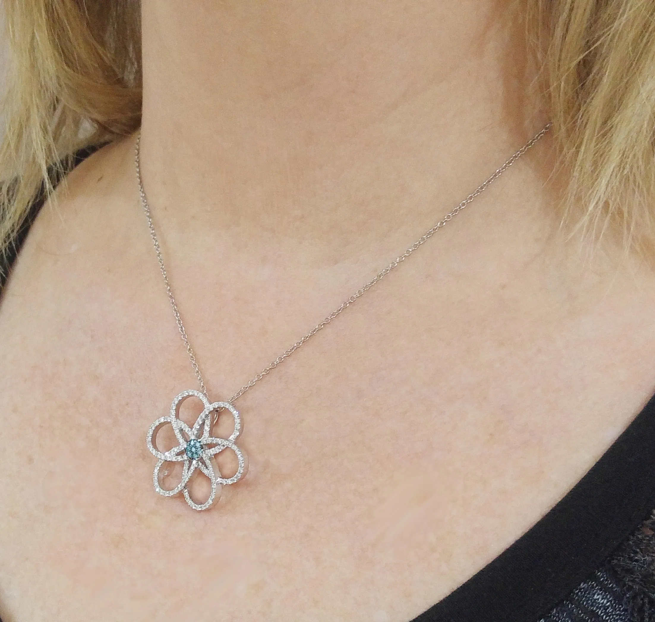 Diamond Flower Necklace Pendant