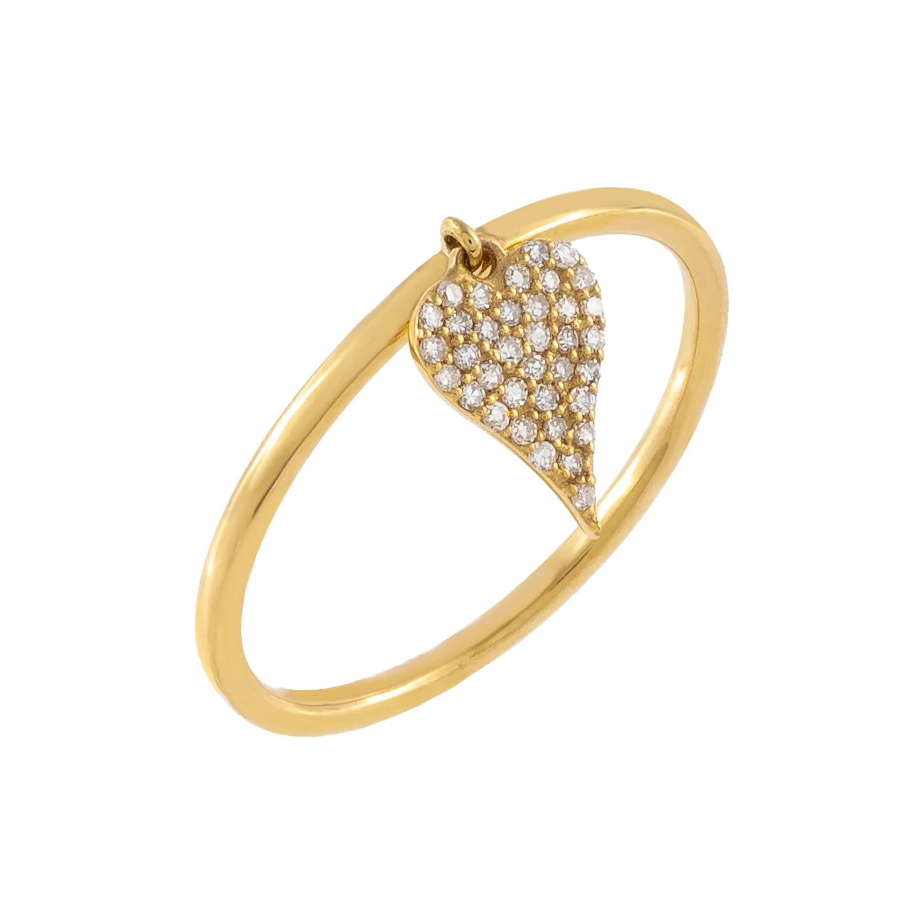 Diamond Heart Charm Ring 14K