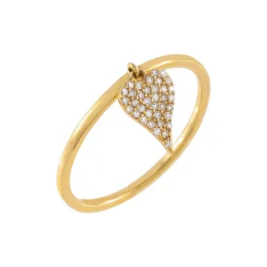 Diamond Heart Charm Ring 14K