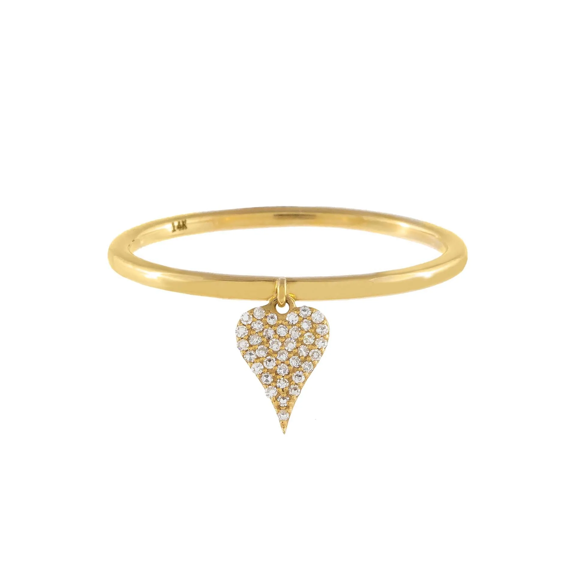Diamond Heart Charm Ring 14K