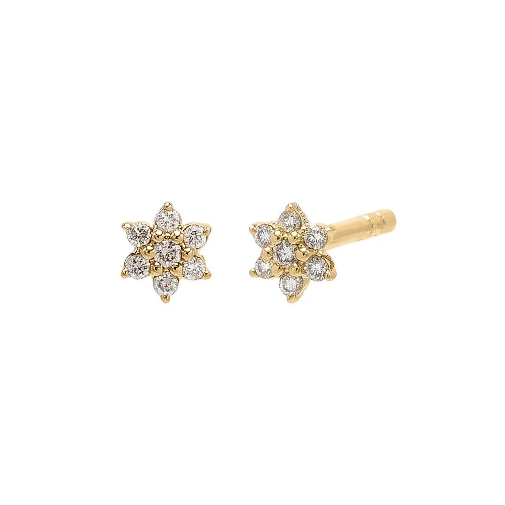 Diamond Mini Flower Stud Earring 14K