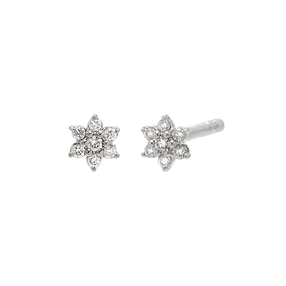 Diamond Mini Flower Stud Earring 14K