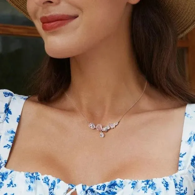 Diamond Necklace with Flower & Butterfly