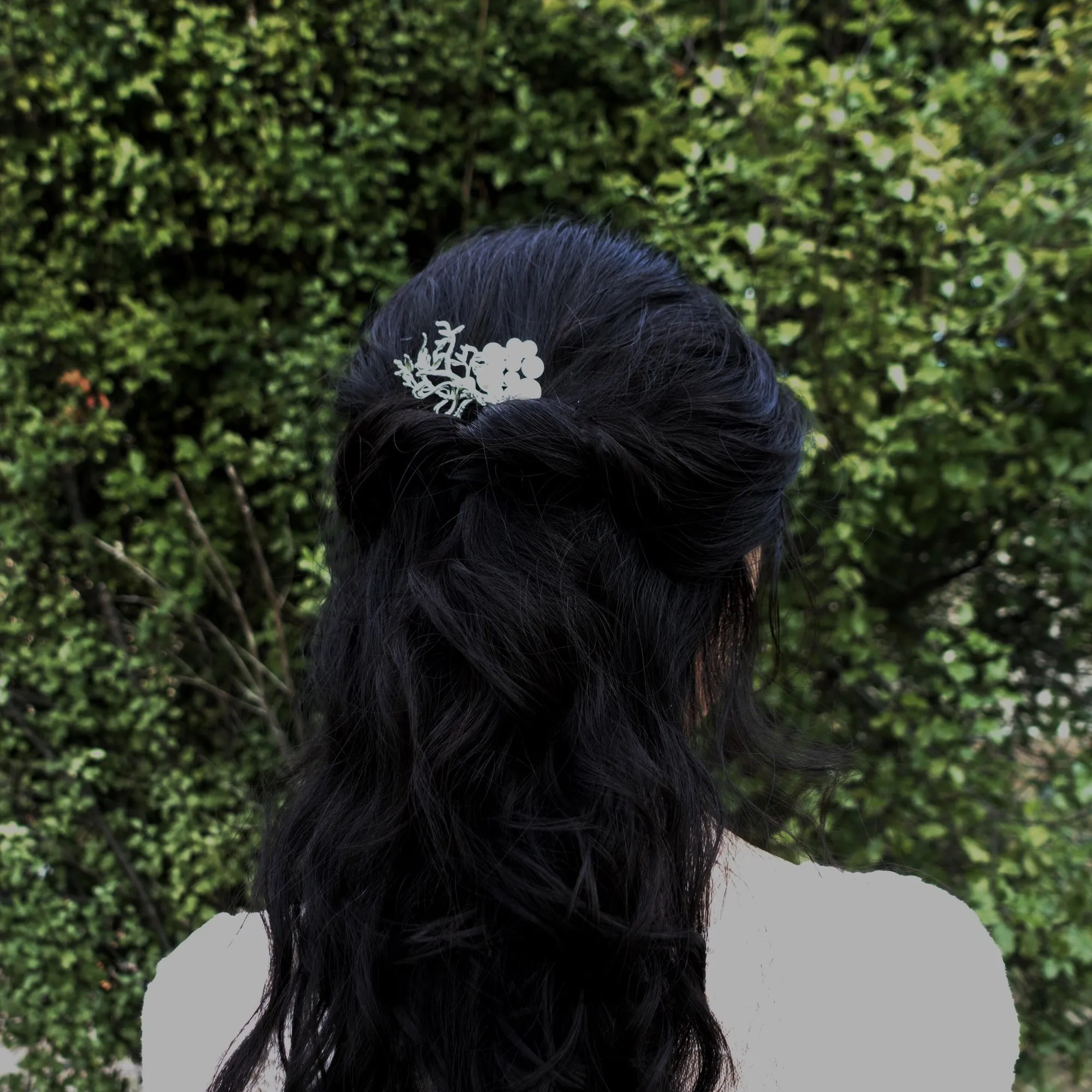Divine Lotus Hair Comb Silver