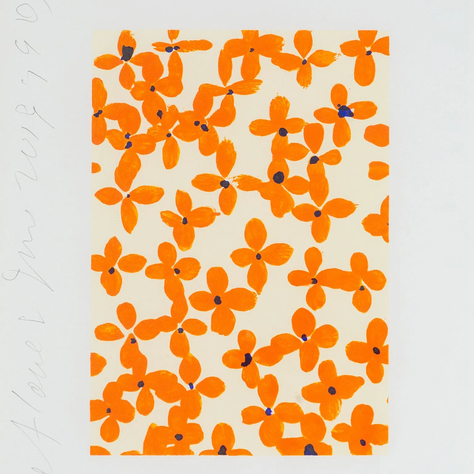 DONALD SULTAN "ORANGE FLOWERS" LITHOGRAPH, 1996
