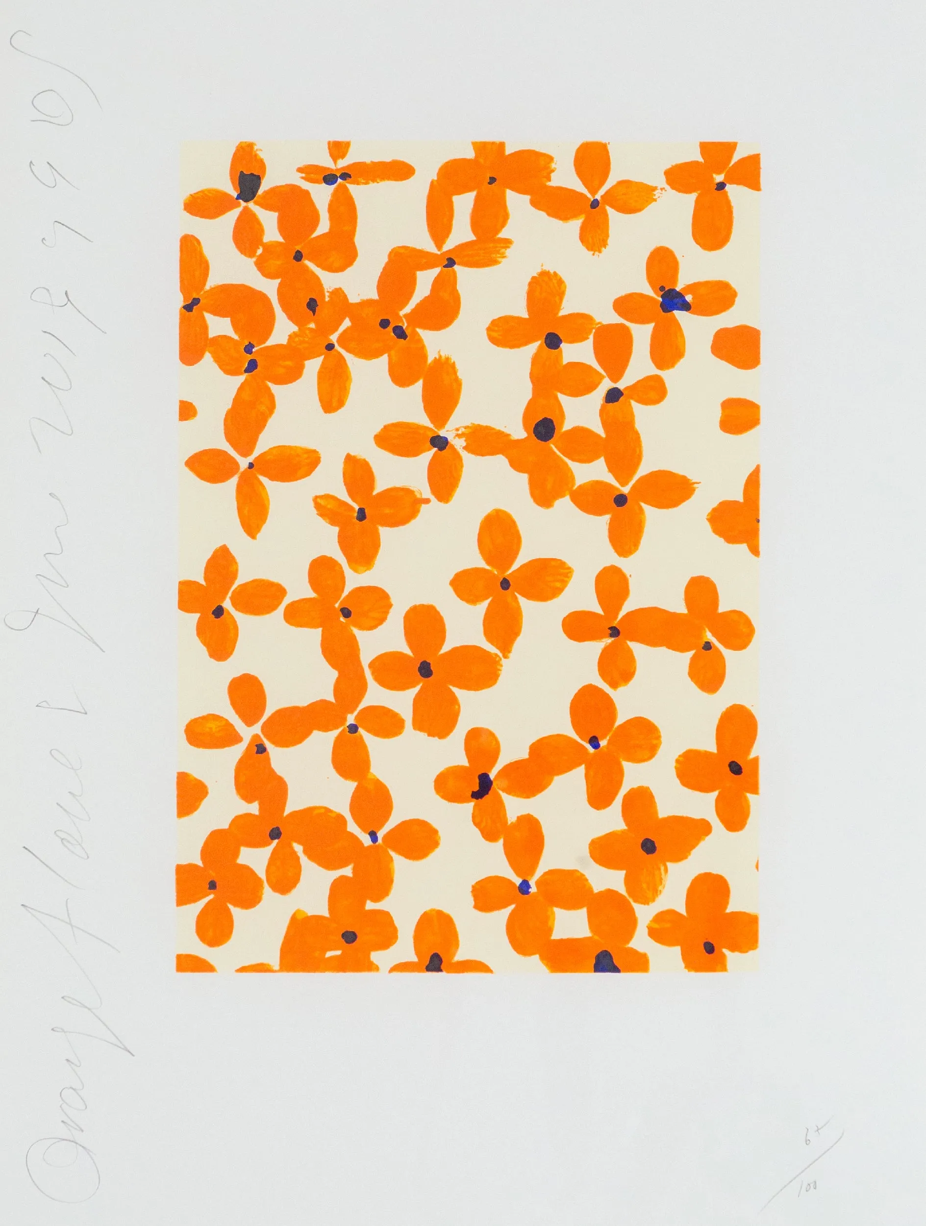 DONALD SULTAN "ORANGE FLOWERS" LITHOGRAPH, 1996