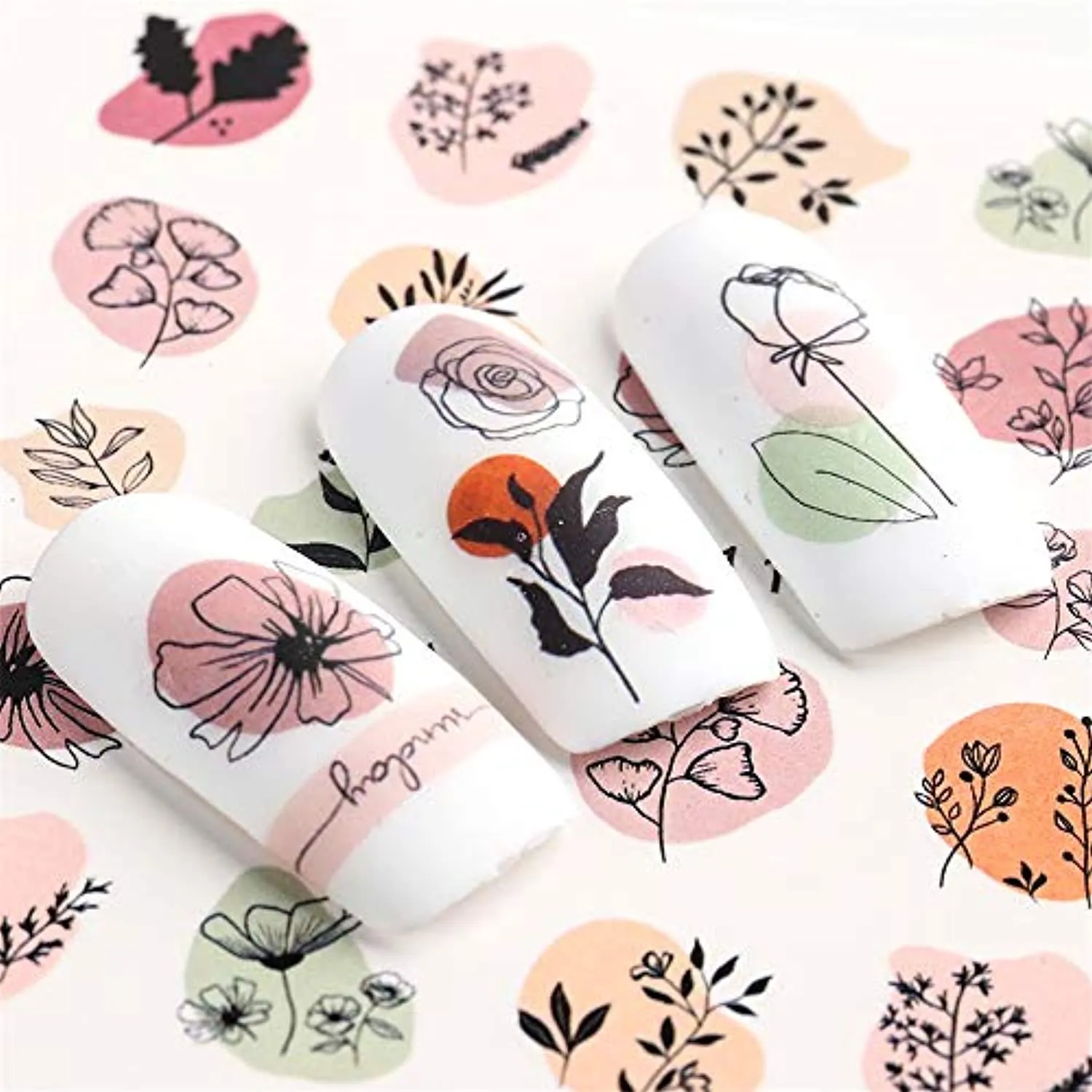 Dornail Abstract Flowers Nail Stickers Floral Leaf Water Transfer Nail Decals Spring Summer Nail Art Accessories Nail Foil Decorations