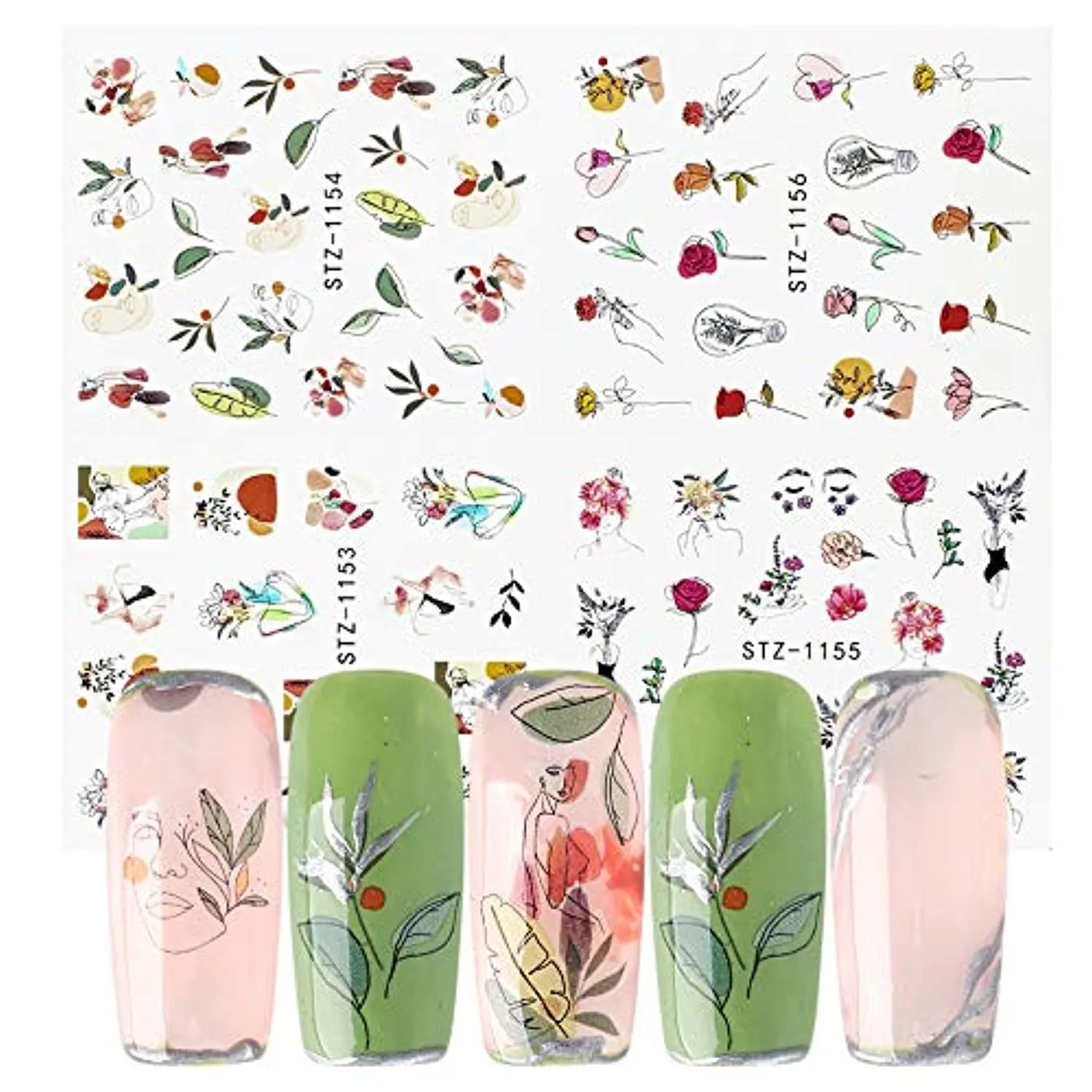 Dornail Abstract Flowers Nail Stickers Floral Leaf Water Transfer Nail Decals Spring Summer Nail Art Accessories Nail Foil Decorations