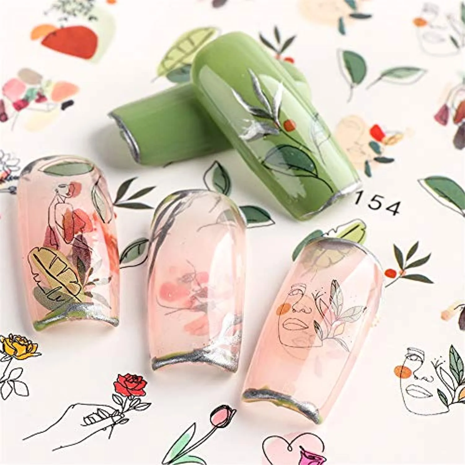 Dornail Abstract Flowers Nail Stickers Floral Leaf Water Transfer Nail Decals Spring Summer Nail Art Accessories Nail Foil Decorations