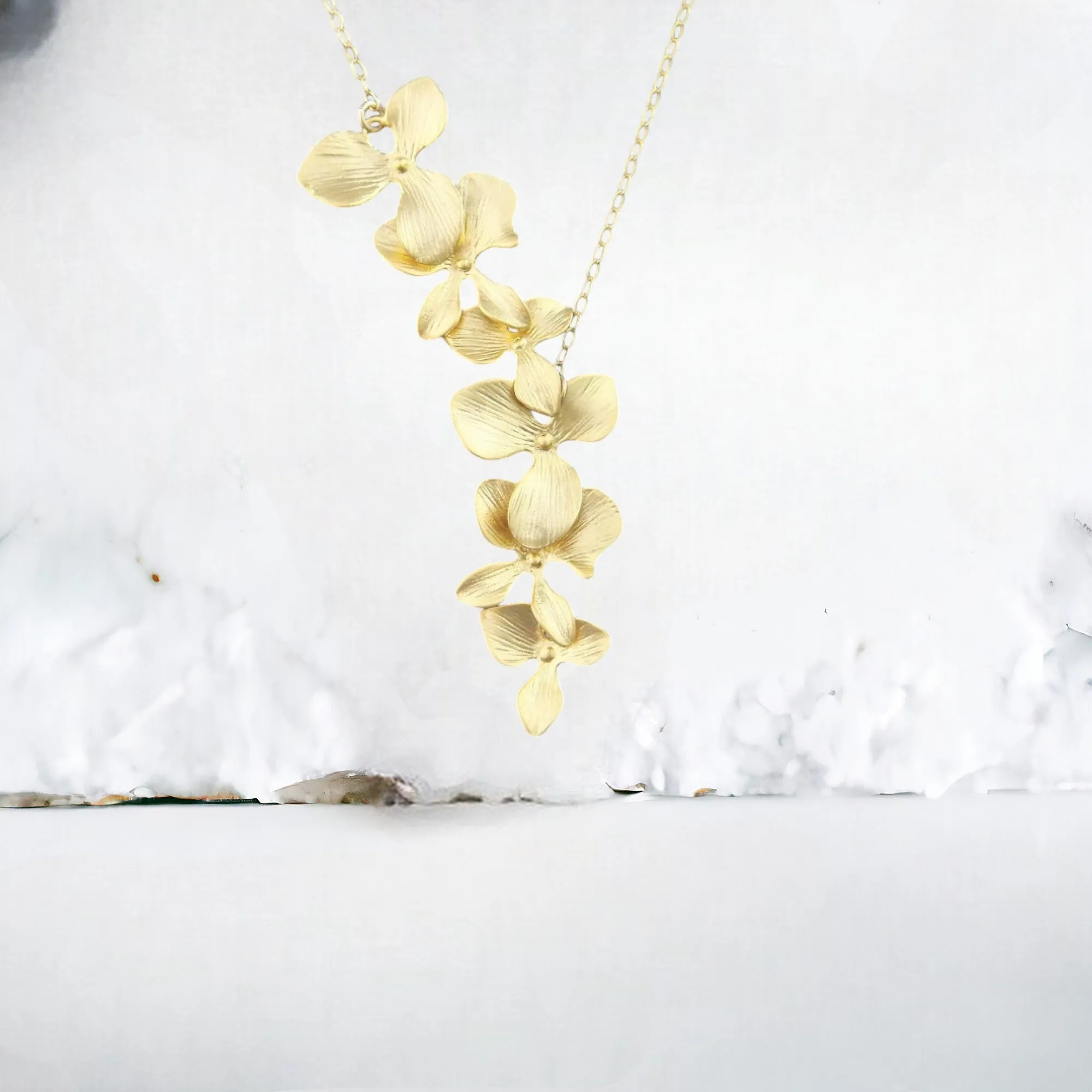 Double Trio Orchid Necklace