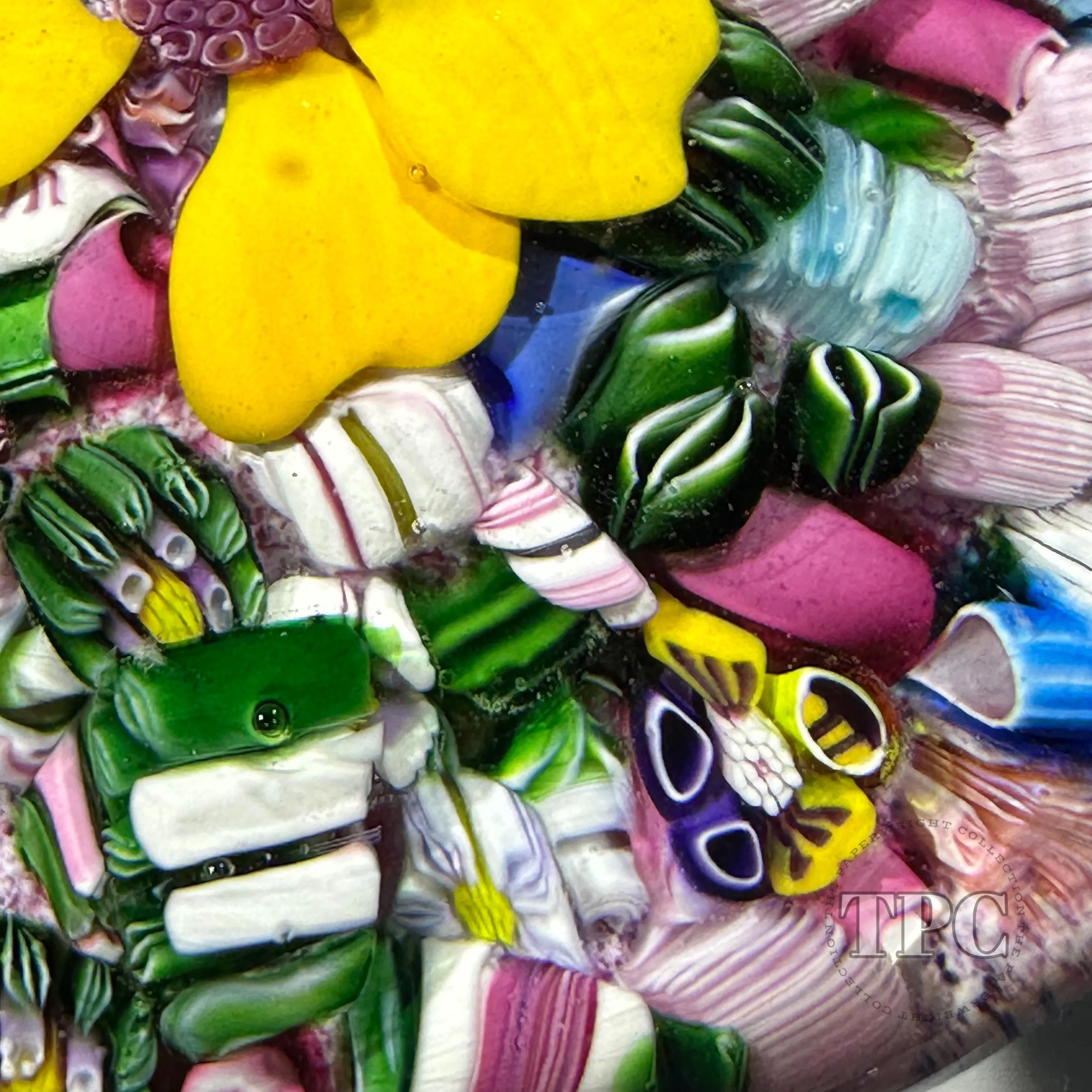 Drew Ebelhare 2022 Glass Art Paperweight Flamework and Complex Millefiori End of Day Scramble