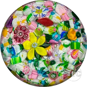 Drew Ebelhare & Sue Fox 2019 Glass Art Paperweight Flamework and Complex Millefiori End-of-Day Scramble