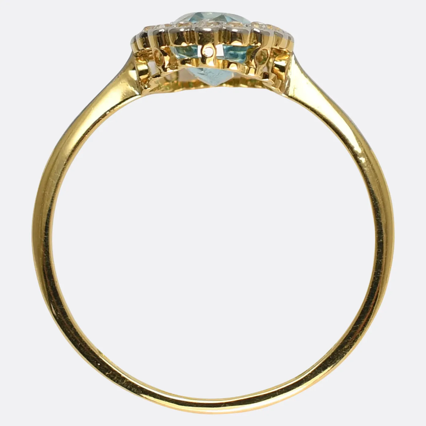 Edwardian Aquamarine & Diamond Flower Cluster Ring