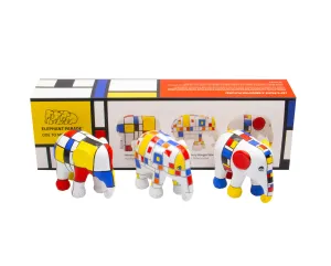 Elephant Parade Multipack Elephant Ode in Mondriaan - Nipon Kaewkumdee, Esther Springer Hommage To Mondriaan   Hommage to Victory Boogie Woogie   Mondriaan Crosted My Mind Multipack Ode To Mondriaan