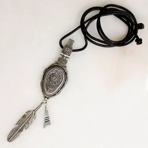 Feather & Flowers Sterling Pendant by B. Begaye