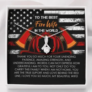 Fire Wife Ribbon Drop Pendant Necklace