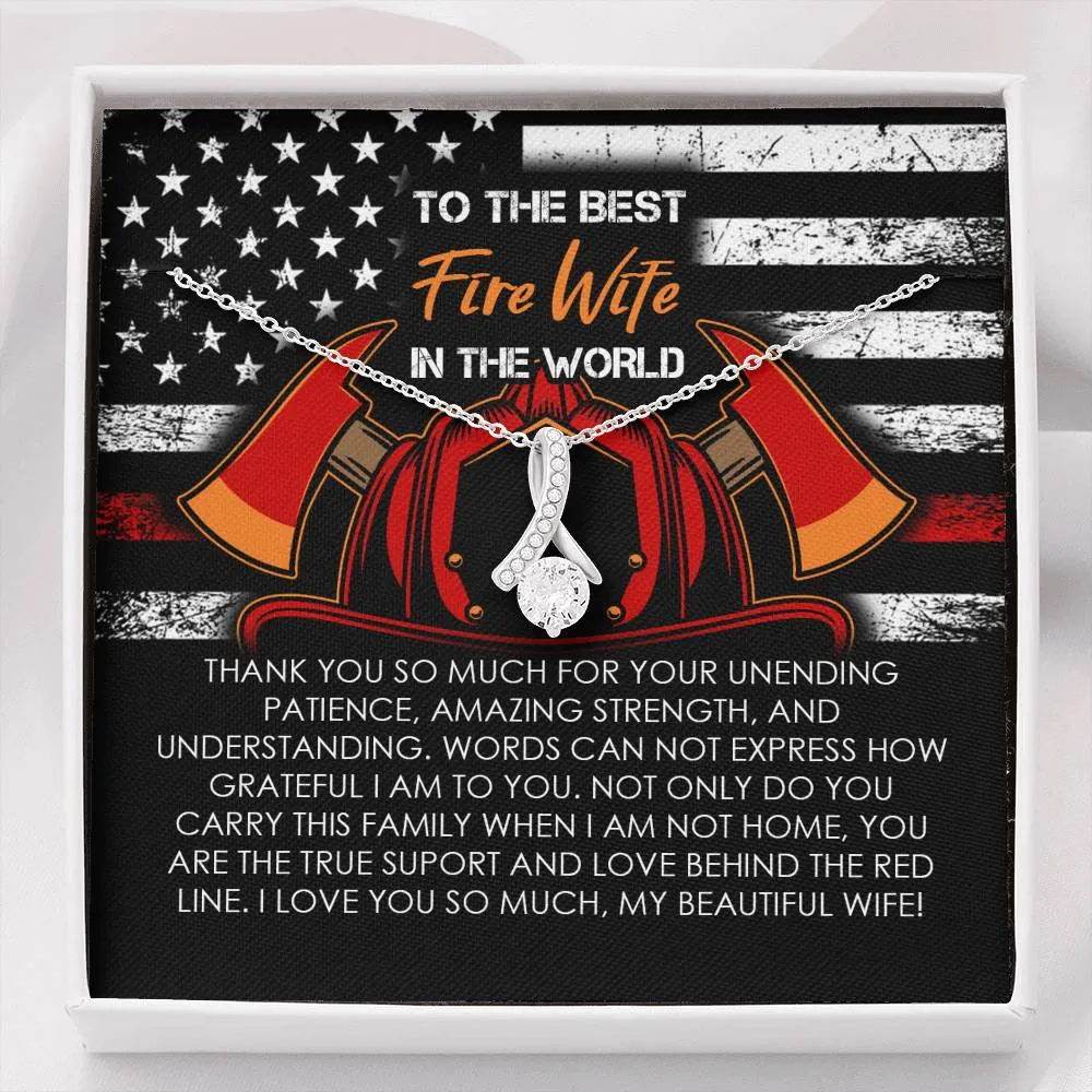 Fire Wife Ribbon Drop Pendant Necklace