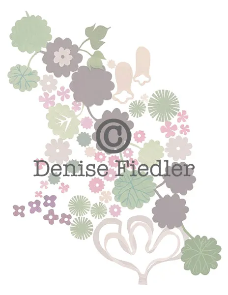 Floral and Nature Abstracts in Purple Pink Green