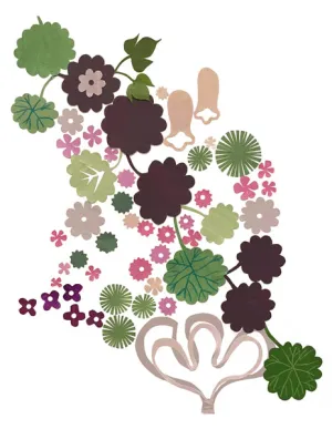 Floral and Nature Abstracts in Purple Pink Green