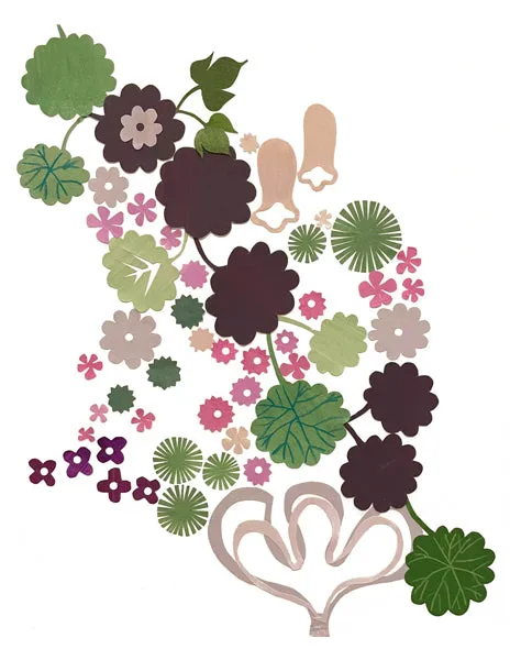 Floral and Nature Abstracts in Purple Pink Green