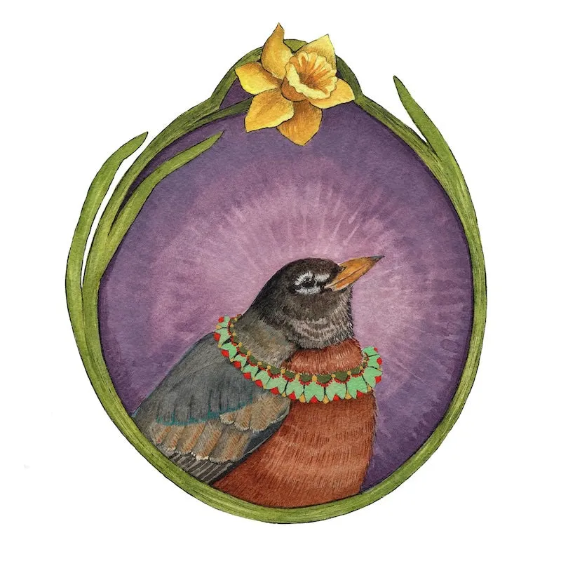 Floral Flight Crew: Robin of Daffodils 8x10 Print