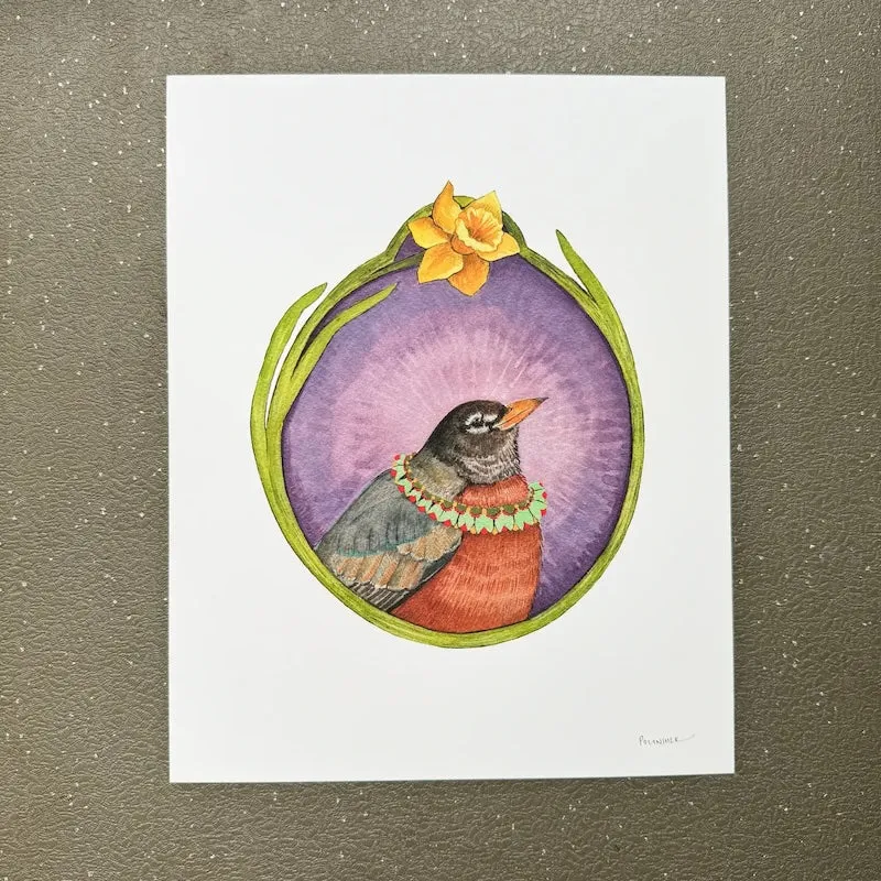 Floral Flight Crew: Robin of Daffodils 8x10 Print