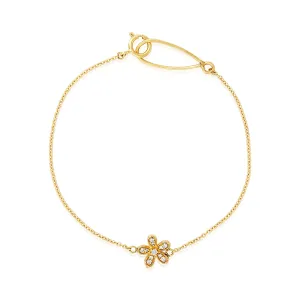 Flower Diamond Or Hamas Hand Dainty Bracelet In 14k