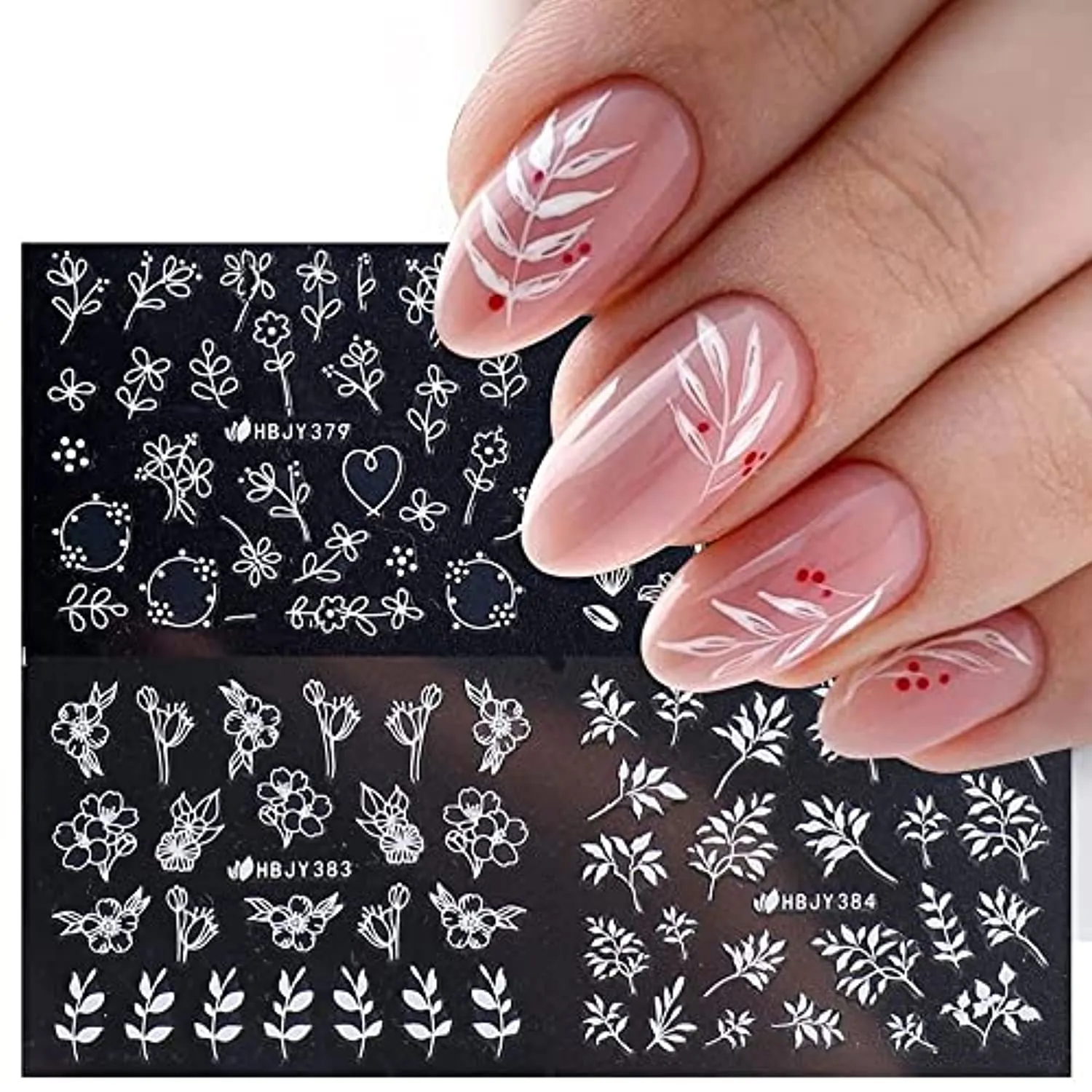Flower Nail Stickers for Nail Art - White Flowers Nail Decals 3D Self-adhesive Nail Art Supplies Retro Blooming Flower Leaf Vine Lace Nail Art Stickers Nail Designs Manicure Tips Nail Decoration