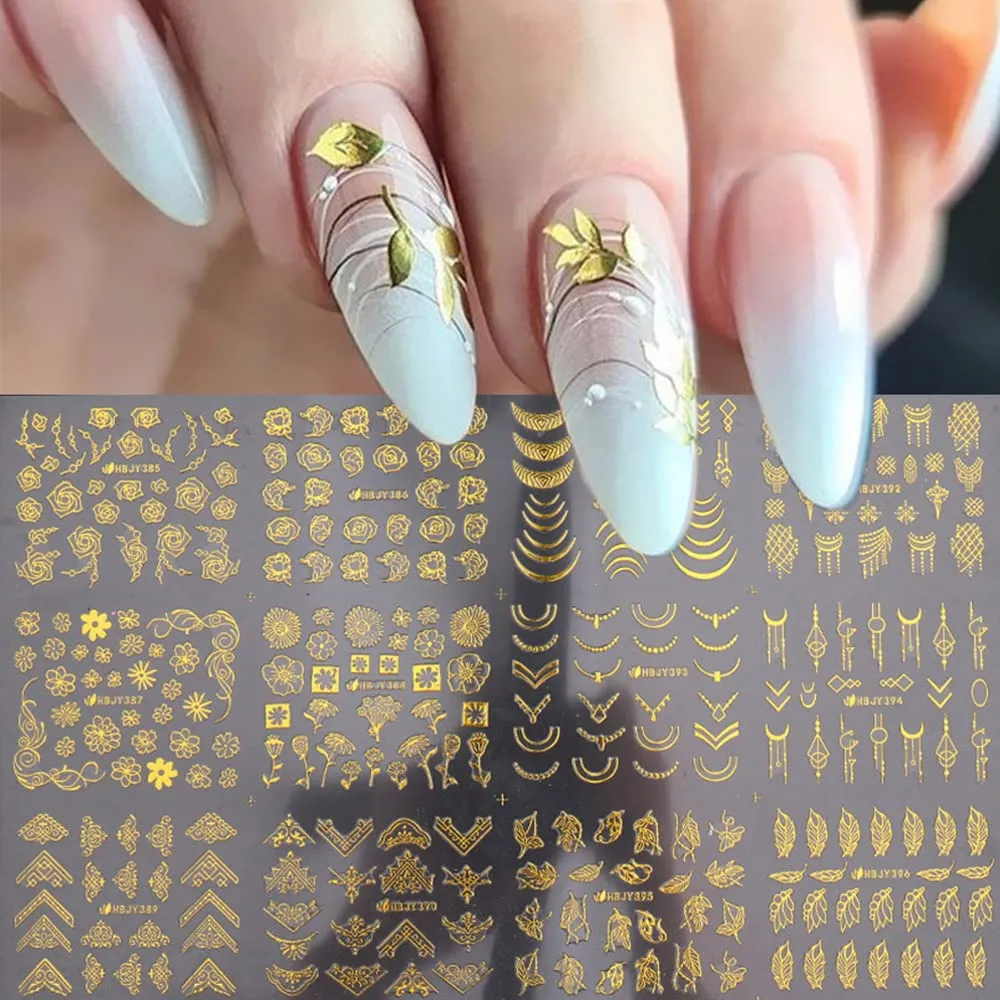 Flower Nail Stickers for Nail Art - White Flowers Nail Decals 3D Self-adhesive Nail Art Supplies Retro Blooming Flower Leaf Vine Lace Nail Art Stickers Nail Designs Manicure Tips Nail Decoration