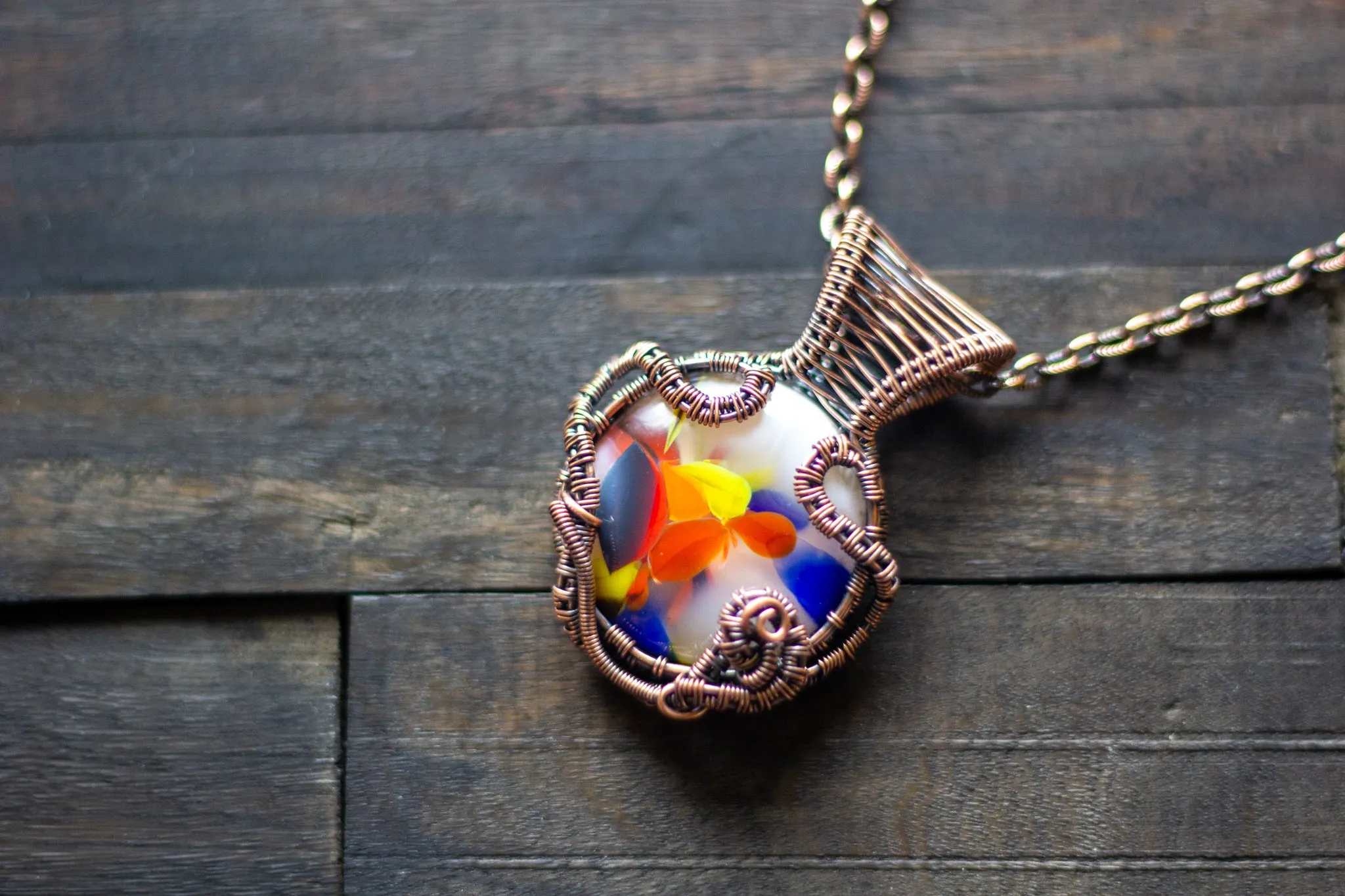 Flowers of Spring Copper Wire Wrapped Pendant