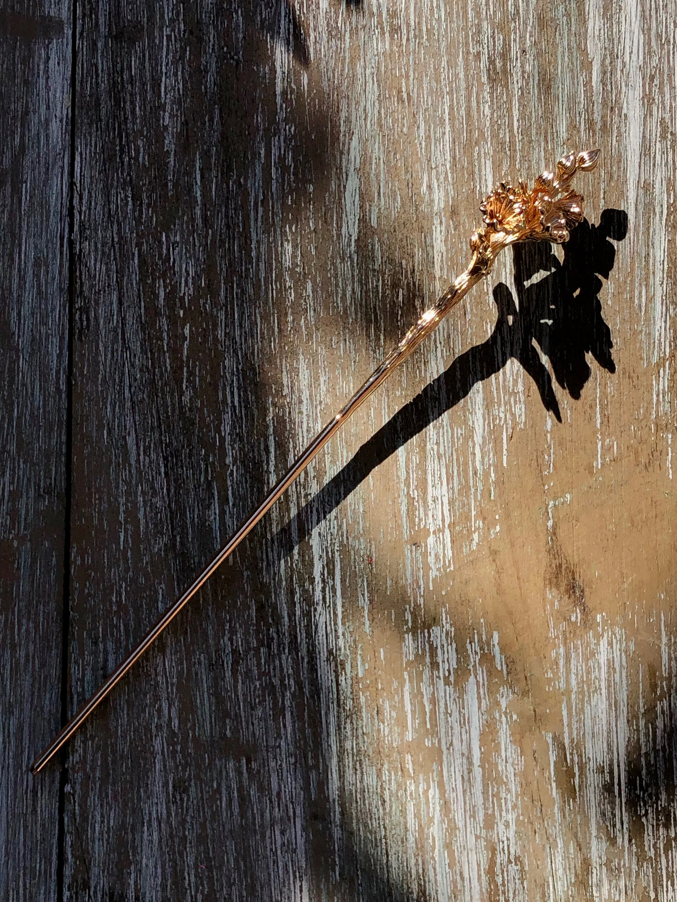 Freesia Flower Garden Gold Hair Stick