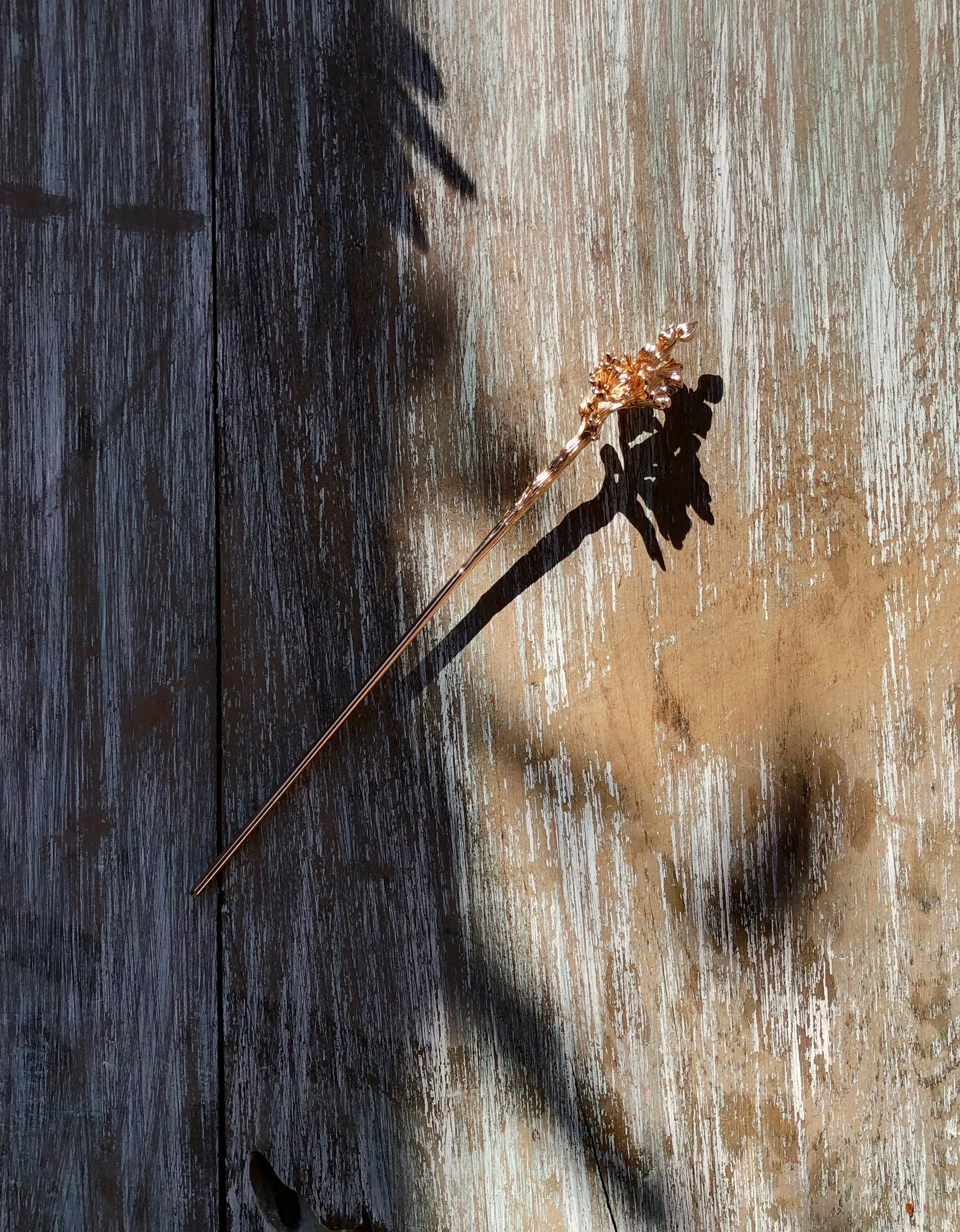 Freesia Flower Garden Gold Hair Stick