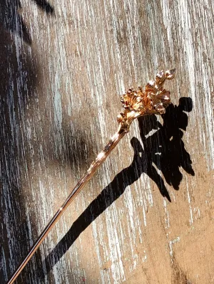 Freesia Flower Garden Gold Hair Stick