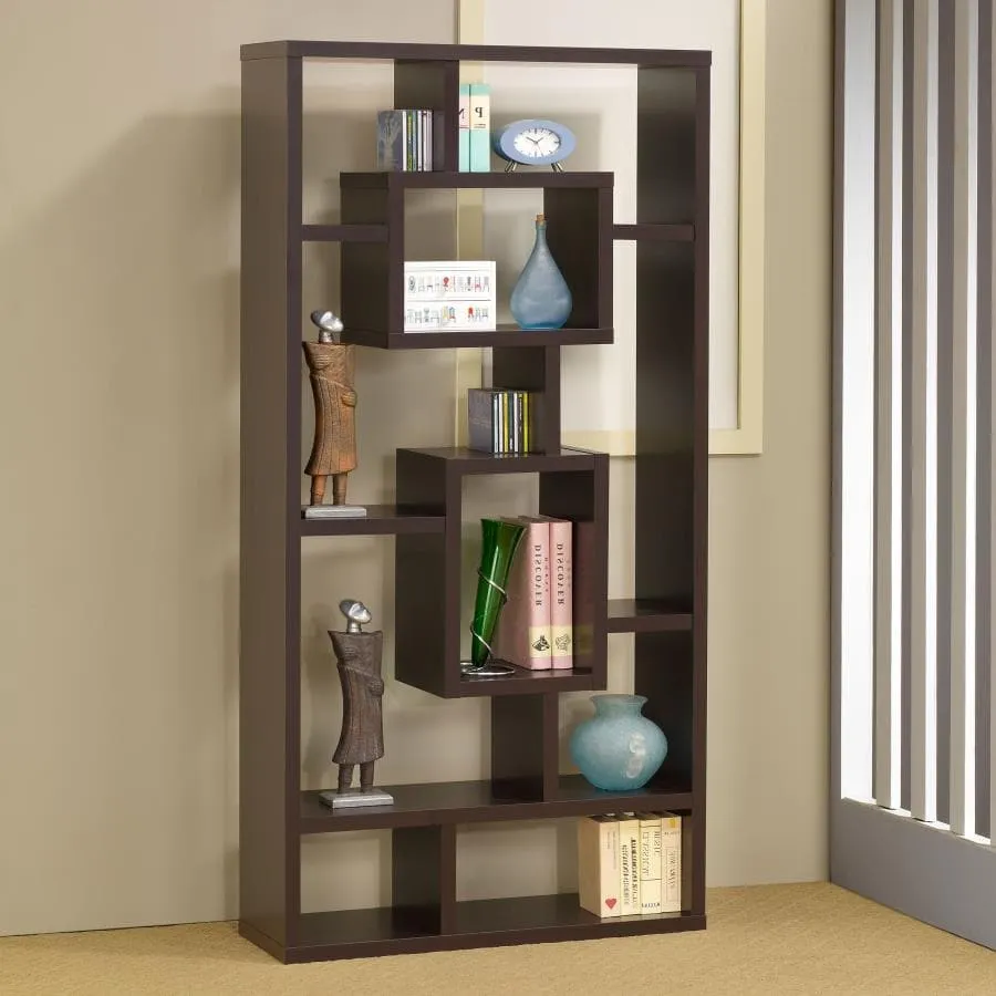 Geometric 10-Shelf Bookcase
