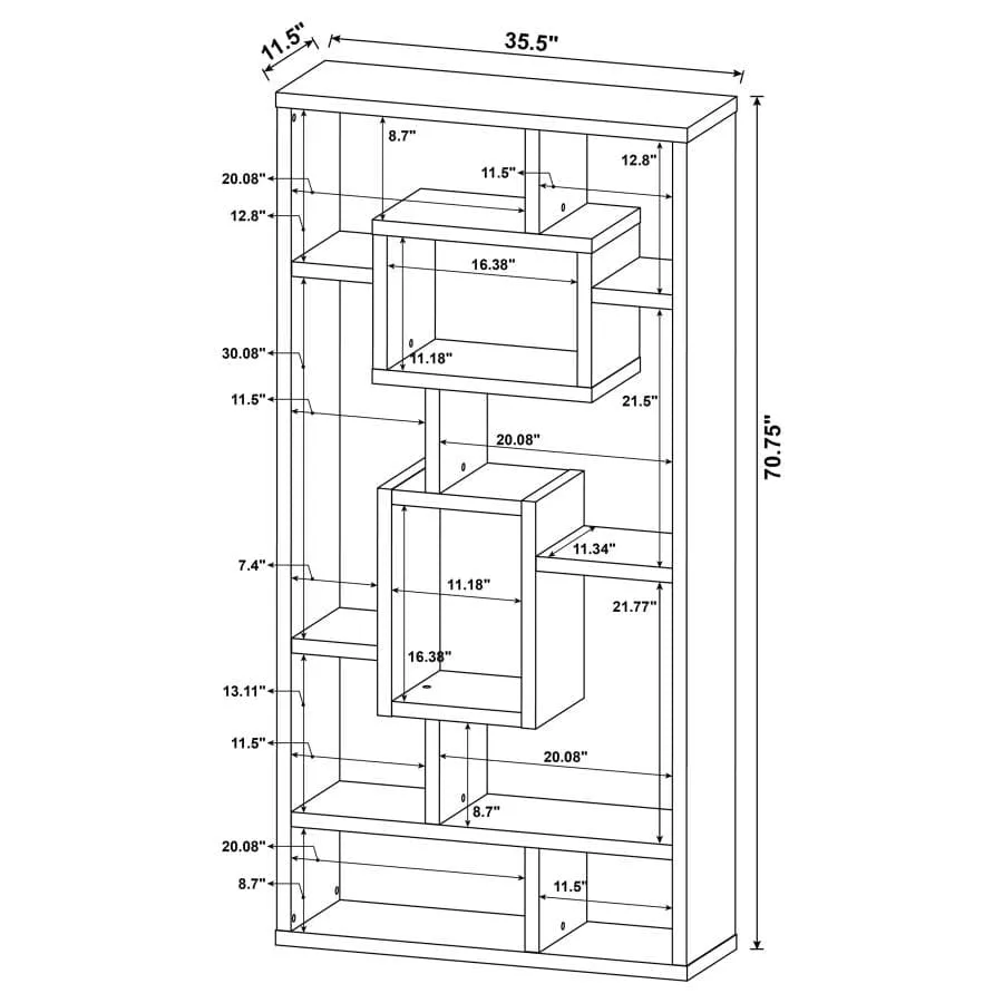 Geometric 10-Shelf Bookcase