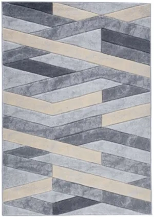 Geometric Embossed Arrea Rug in Blue (7'5" x 9'6")
