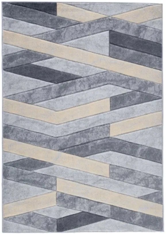 Geometric Embossed Arrea Rug in Blue (7'5" x 9'6")