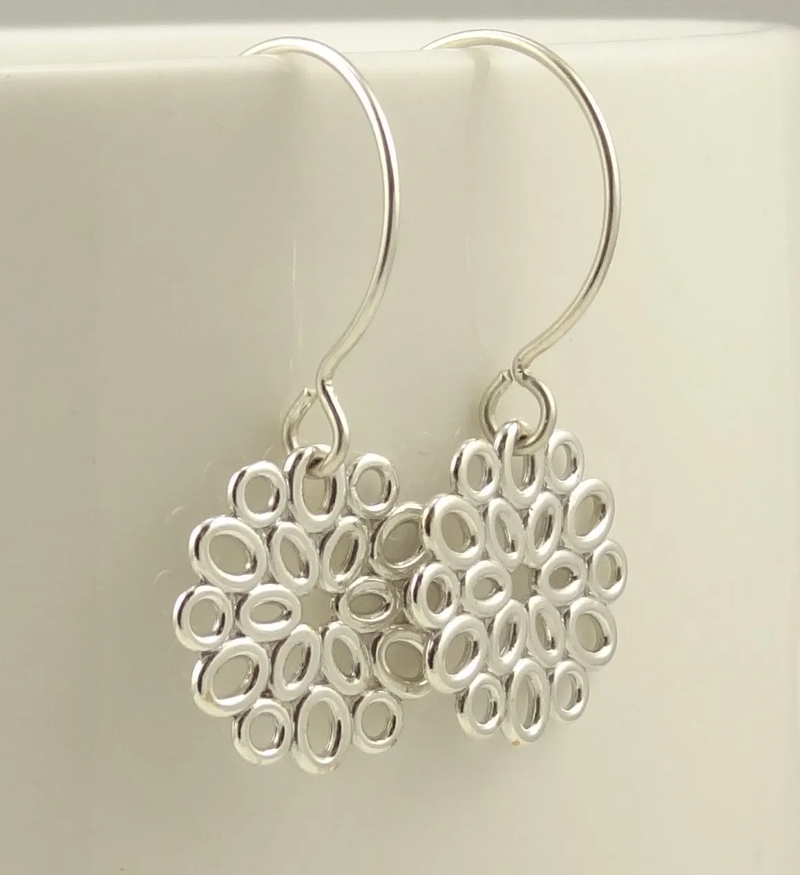 Geometric Sterling Ovals Flower Earrings