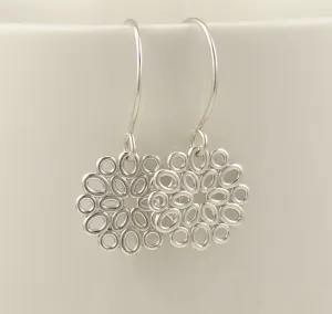 Geometric Sterling Ovals Flower Earrings