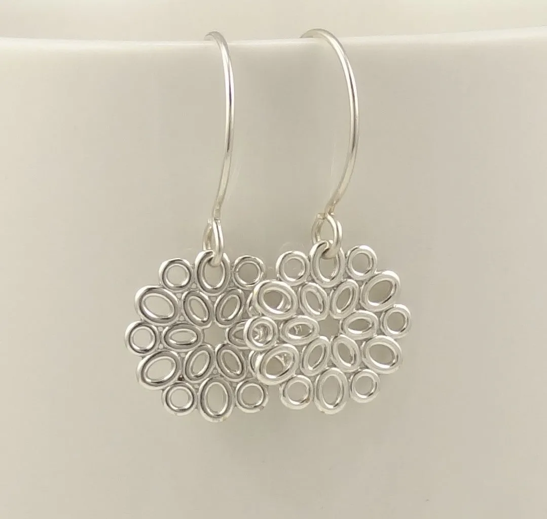 Geometric Sterling Ovals Flower Earrings