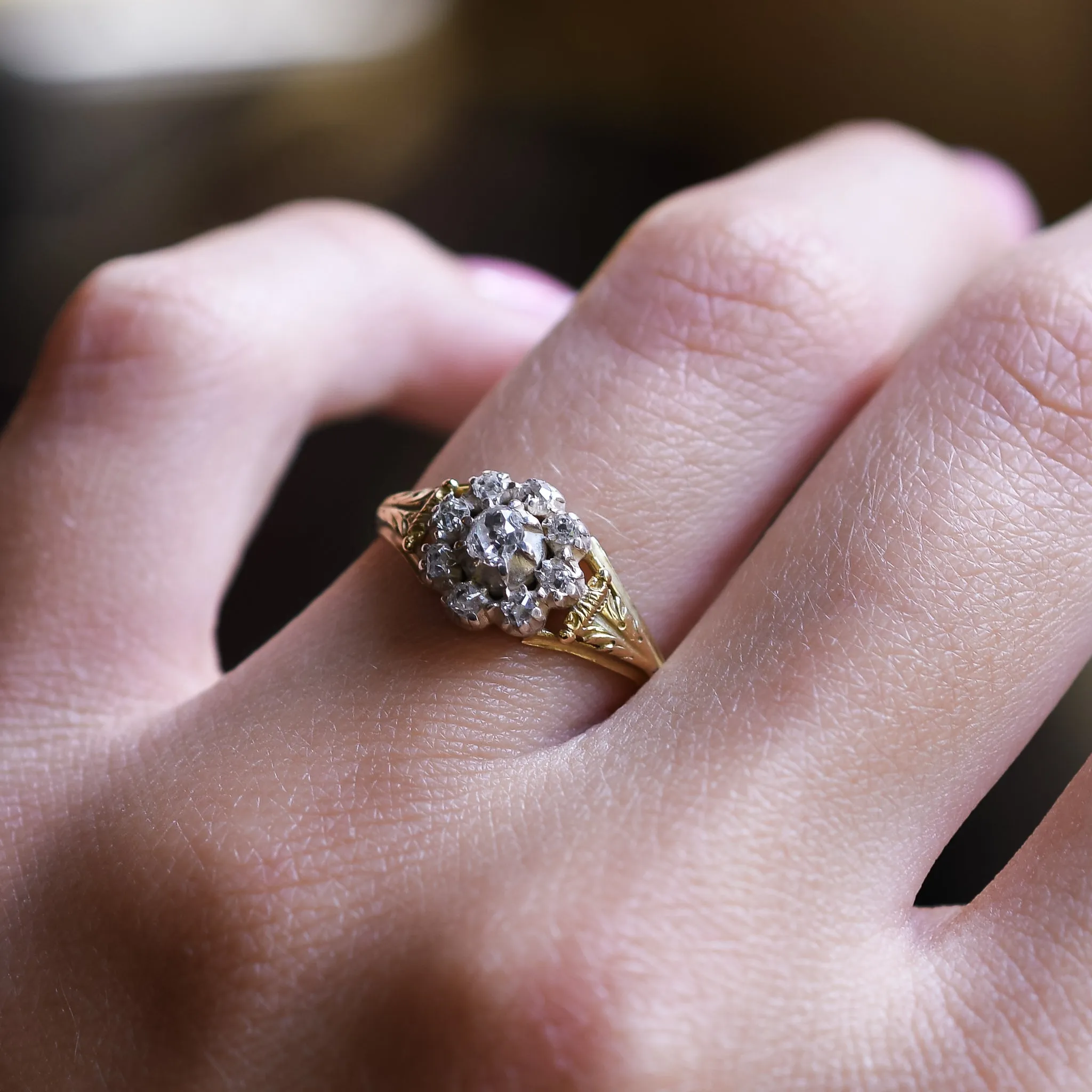 Georgian Diamond Flower Cluster Ring