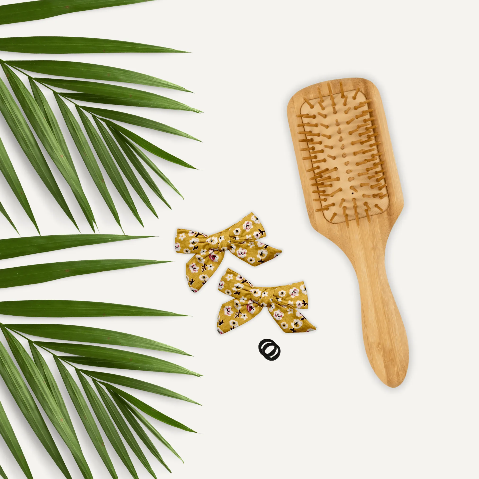 Gold Flower Pigtail Hair Bows